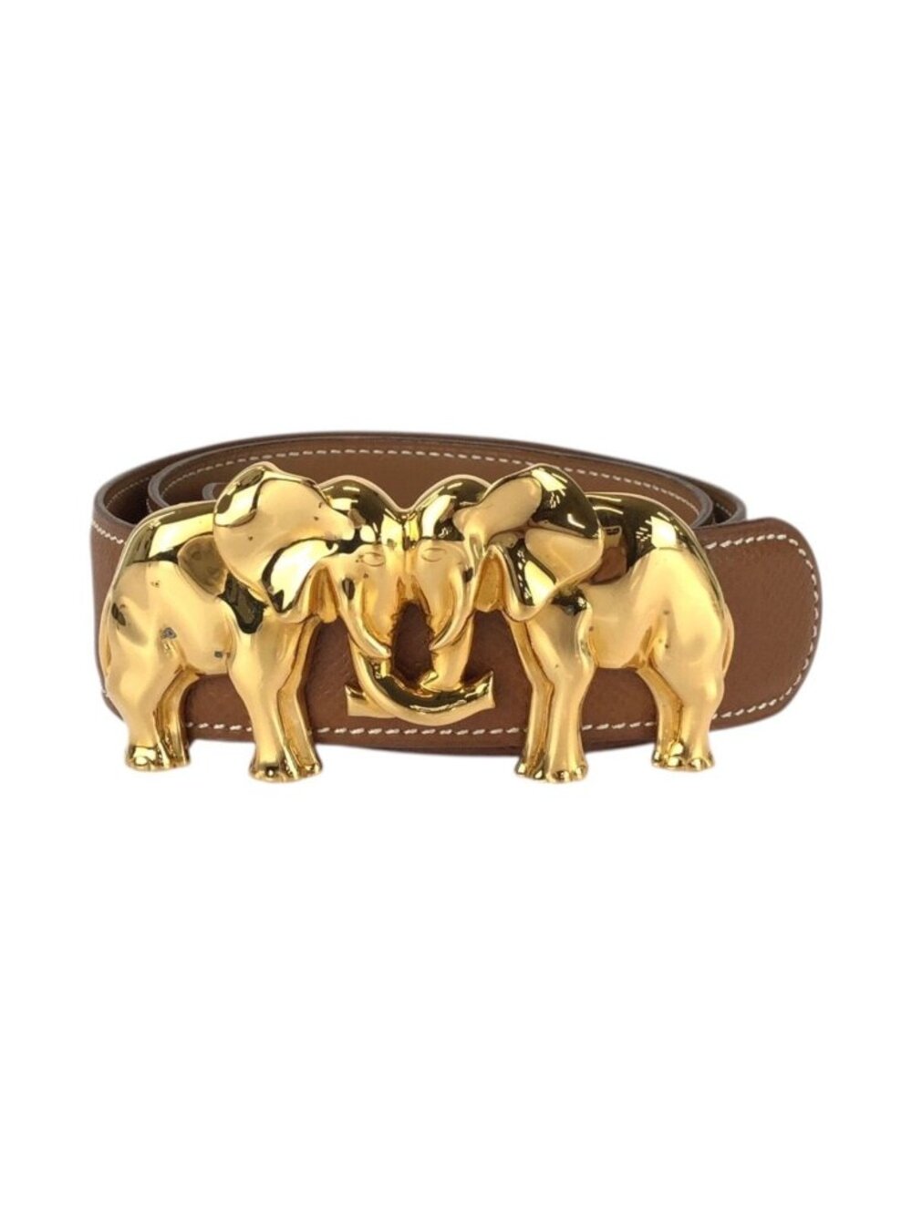Hermes Reversible Belt 65 Brown Gold Leather Plated